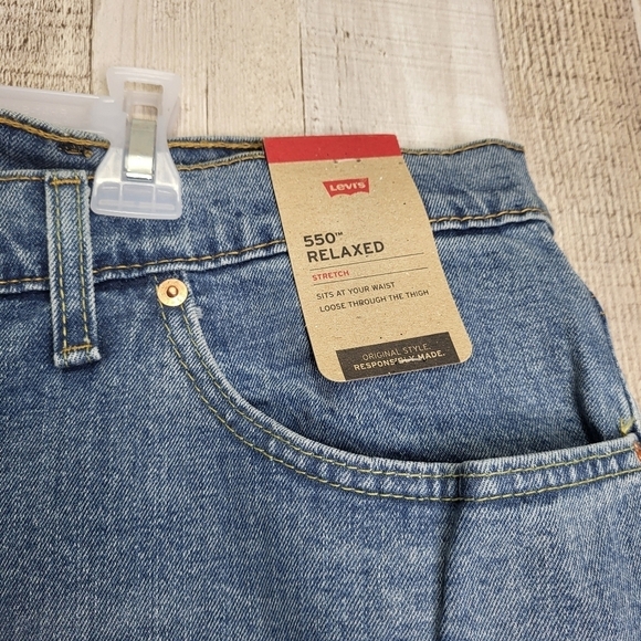 Men's Levi's 550 Relaxed-Fit Stretch Straight Blue Jeans 50x32 New - Picture 2 of 15